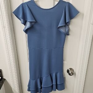 Blue Ruffle Sleeve Dress
